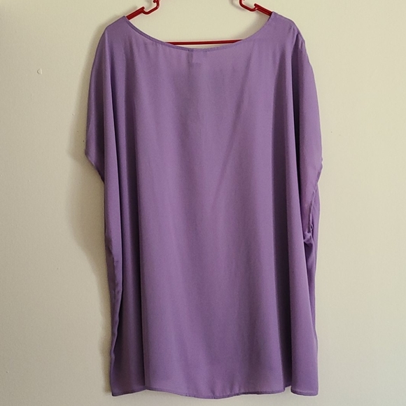 TORRID Lavender V-Neck Blouse w/Black Lace - Picture 3 of 3
